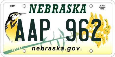 NE license plate AAP962