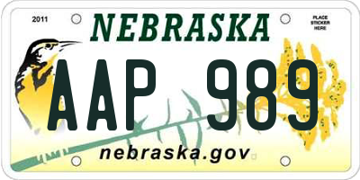 NE license plate AAP989