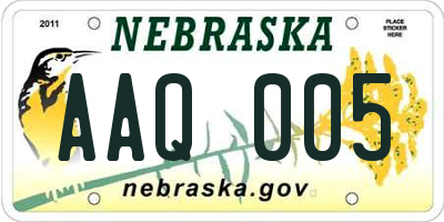 NE license plate AAQ005