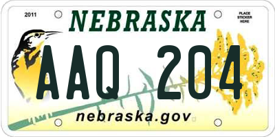 NE license plate AAQ204