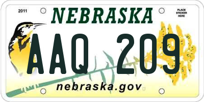 NE license plate AAQ209