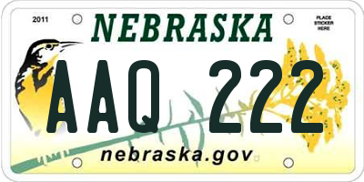NE license plate AAQ222