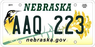 NE license plate AAQ223