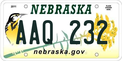 NE license plate AAQ232