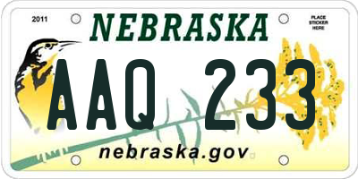 NE license plate AAQ233