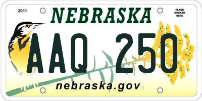 NE license plate AAQ250