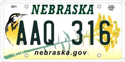 NE license plate AAQ316