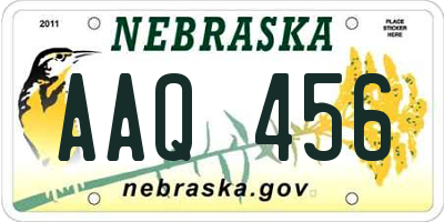 NE license plate AAQ456