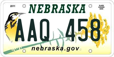 NE license plate AAQ458