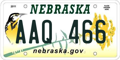 NE license plate AAQ466