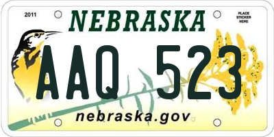 NE license plate AAQ523