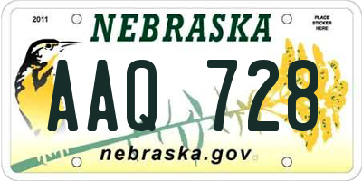 NE license plate AAQ728