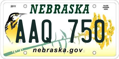 NE license plate AAQ750