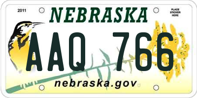 NE license plate AAQ766