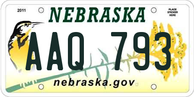 NE license plate AAQ793