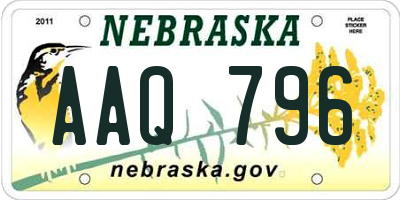 NE license plate AAQ796