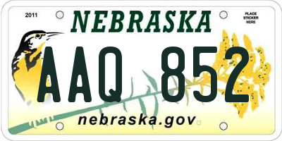 NE license plate AAQ852