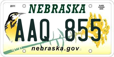 NE license plate AAQ855