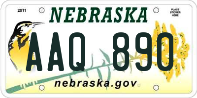 NE license plate AAQ890
