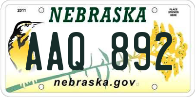 NE license plate AAQ892