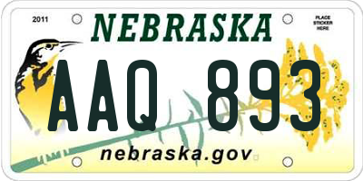 NE license plate AAQ893