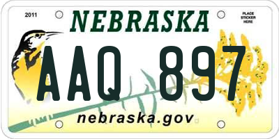 NE license plate AAQ897