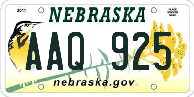 NE license plate AAQ925