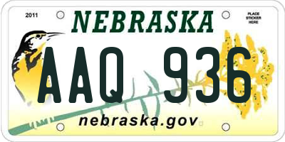 NE license plate AAQ936