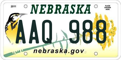 NE license plate AAQ988