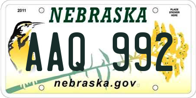 NE license plate AAQ992