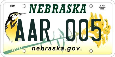 NE license plate AAR005