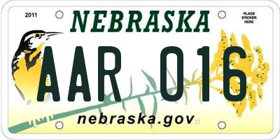 NE license plate AAR016