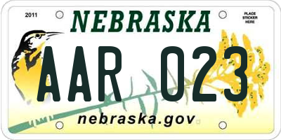 NE license plate AAR023