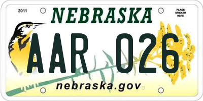 NE license plate AAR026