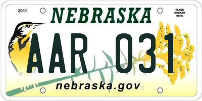 NE license plate AAR031