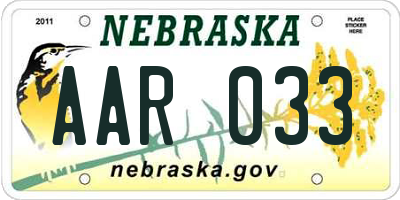 NE license plate AAR033