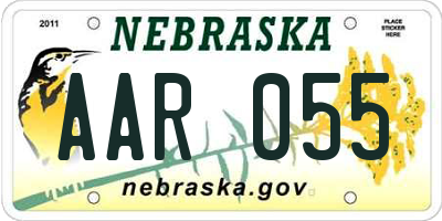 NE license plate AAR055