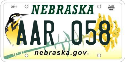 NE license plate AAR058