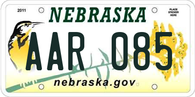 NE license plate AAR085