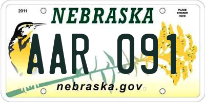 NE license plate AAR091