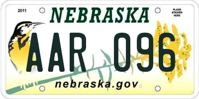 NE license plate AAR096