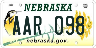 NE license plate AAR098