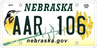 NE license plate AAR106