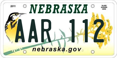 NE license plate AAR112