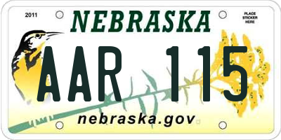 NE license plate AAR115