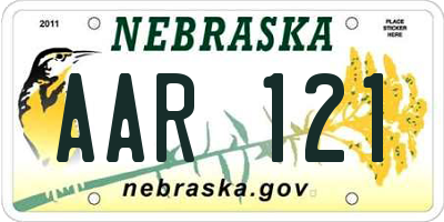 NE license plate AAR121