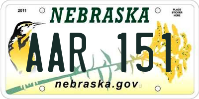 NE license plate AAR151