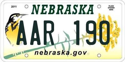 NE license plate AAR190