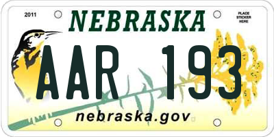 NE license plate AAR193