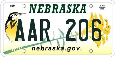 NE license plate AAR206